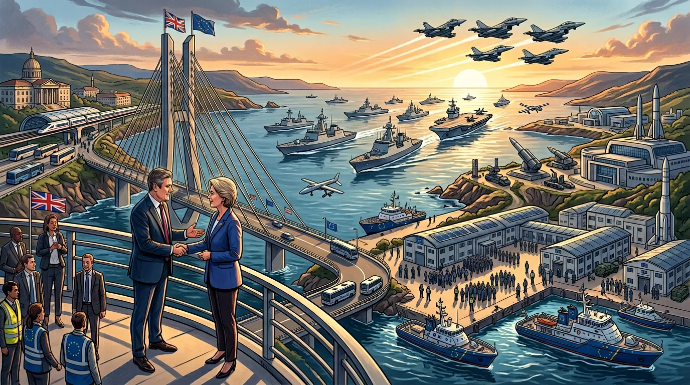 Starmer's EU reset, Europe's €800B defense, migration pact.