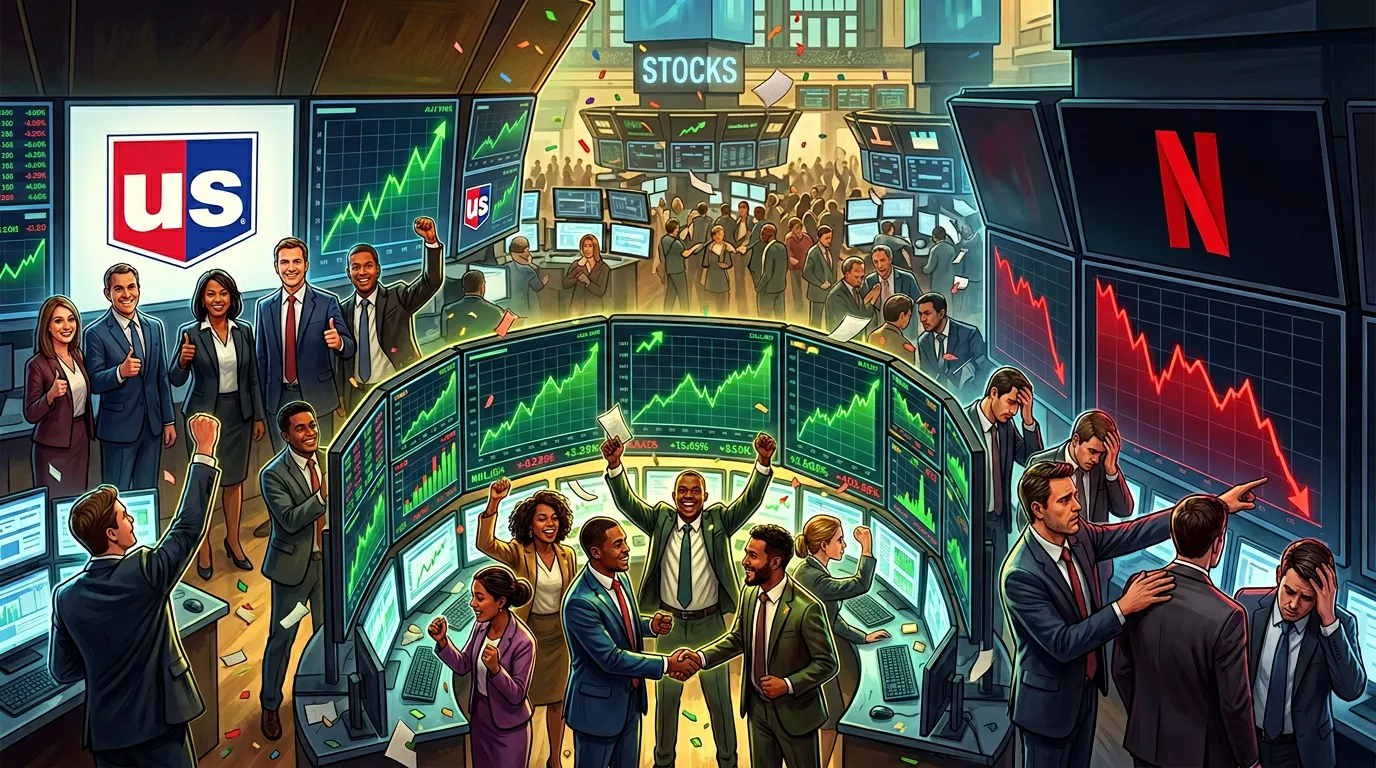 Stocks set records, U.S. Bancorp beats, and Netflix falls.