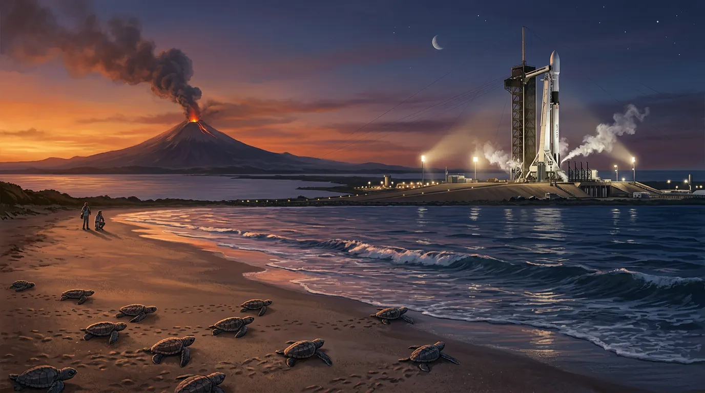 CRS-34 launch nears, volcanoes stir, and turtles recover.